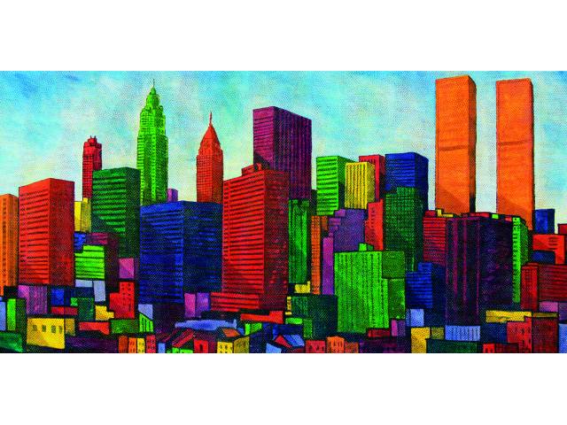 Claudio Tozzi acrílica sobre tela 80 x 160 cm "New York" 1984