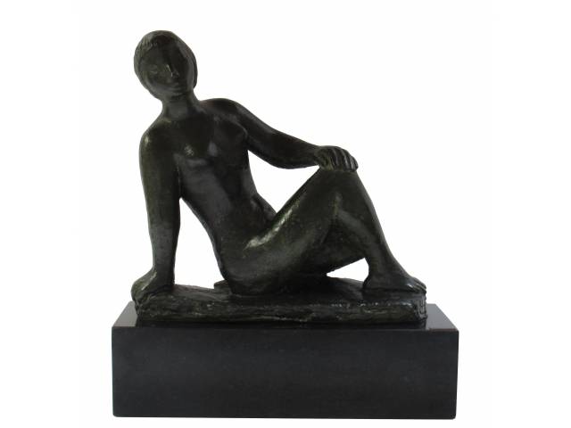 Bruno Giorgi escultura de bronze sobre base de mármore 45 x 37 x 14 cm “India” ass. VBE e FBD 1950 reproduzida no livro “Bruno Giorgi” 1980 ex-coleção Maria Sylvia Sodré Assumpção Coleção Martin Wurzmann