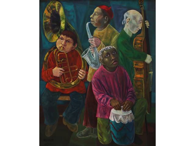 Harry Elsas óleo sobre tela 100 x 80 cm “Banda” ass. inferior esquerdo LXXXII
