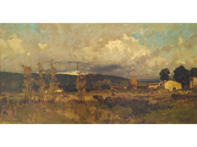 Dario Mecatti óleo sobre tela 60 x 120 cm “Paisagem” ass. inferior direito