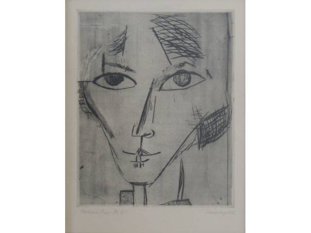 Lasar Segall ponta-seca (matriz de zinco) 36 x 28 cm "Retrato da Sra. Dr. W" ass. CID reproduzido no livro "A Gravura de Lasar Segall" pág. 39 com obs.: retrato de Mary Wygmann (1886-1973) - bailarina expressionista alemã, coleção Martin Wurzmann