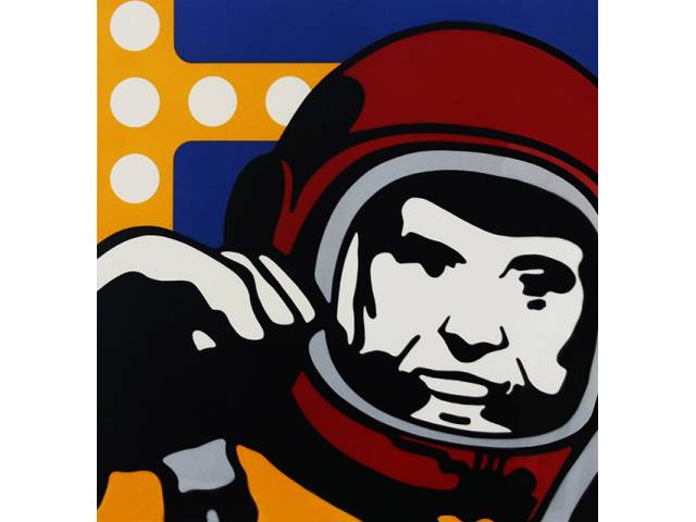 Claudio Tozzi serigrafia sobre papel Fabriano 100% algodão 125 x 125 cm “Astronauta” ass. inferior direito t. 14/16 Edição de baixa tiragem comemorativa Com certificado do artista