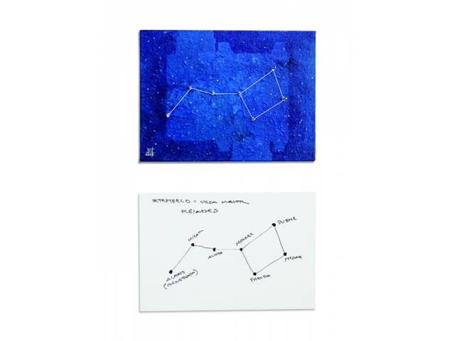 Totonho Laprovitera acrílica sobre tela com aplicação de espinhos de mandacaru, 15,2 x 20,3 cm "Constelação Setestrelo" 2015