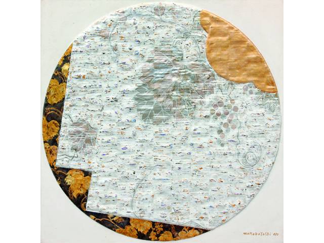 Kazuo Wakabayashi técnica mista sobre tela 60 x 60 cm "Folha de uva" 2010-12