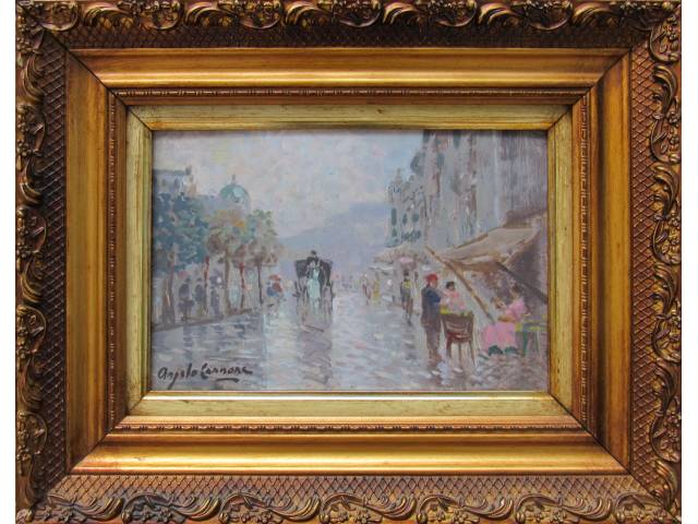 Ângelo Cannone óleo sobre madeira 20 x 30 cm "Paris" ass. CIE e verso