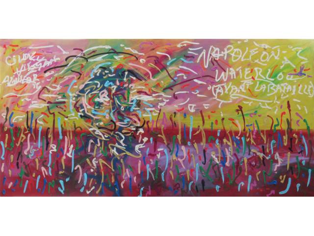 José Roberto Aguilar óleo sobre tela 100 x 200 cm "Avant la Bataille - Napoleon a Waterloo" ass. CSE