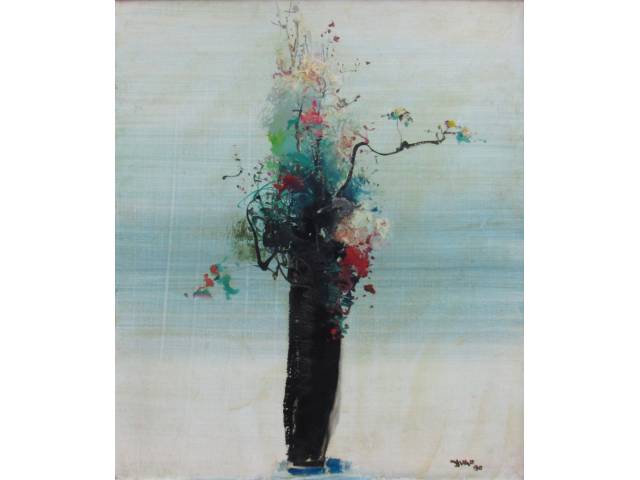 Yugo Mabe óleo sobre tela 60 x 50 cm "Vaso de flores" ass. CID e verso 1990//