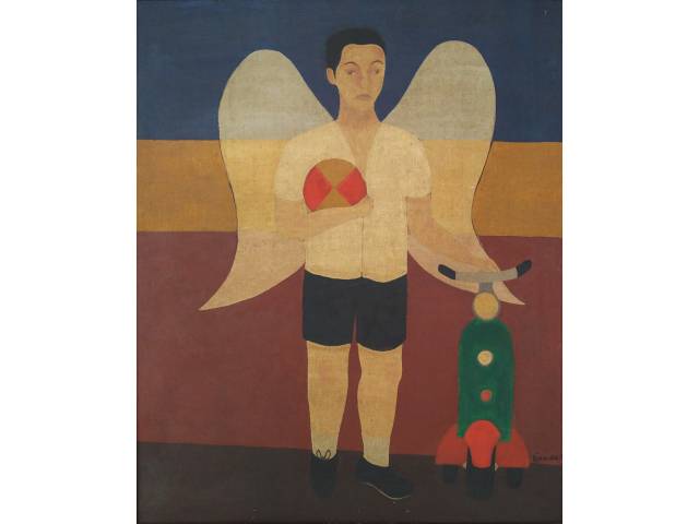 Djanira da Motta e Silva óleo sobre tela 63 x 52 cm “Anjo com Brinquedos” ass. inferior direito 1951