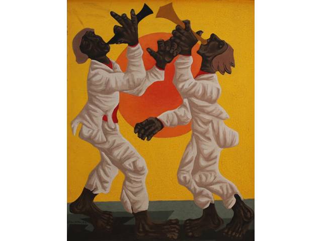 Clóvis Graciano óleo sobre tela 65 x 50 cm “2 Músicos” ass. inferior esquerdo 1977