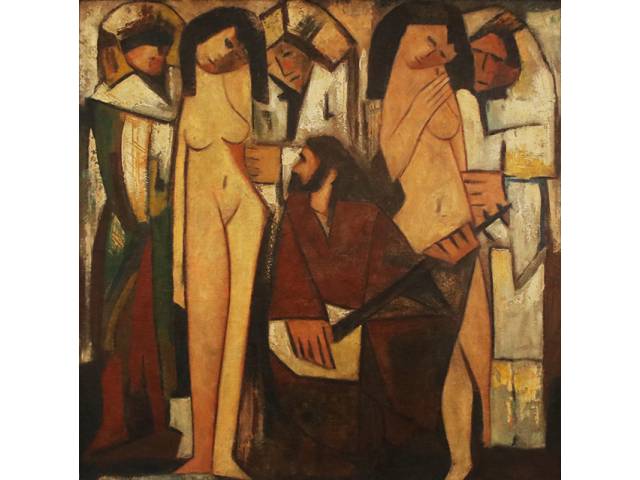 Dario Mecatti óleo sobre tela 100 x 100 cm “Figuras” assinada CID