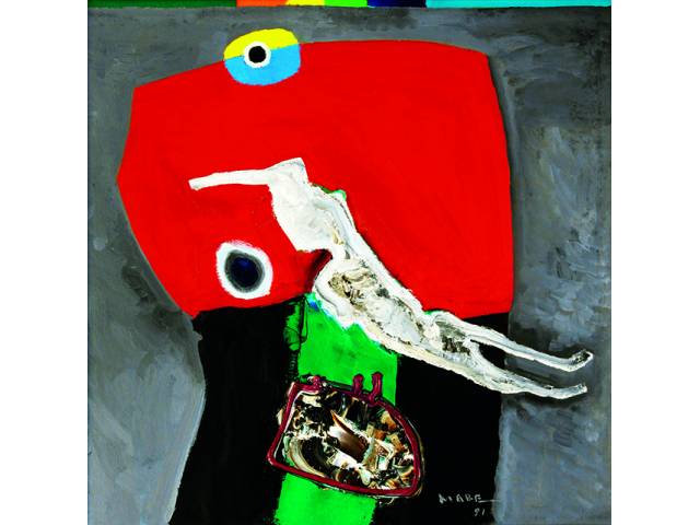 Manabu Mabe óleo sobre tela 51 x 51 cm "Sem título" 1991