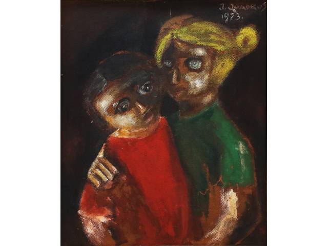 Jânio Quadros óleo sobre eucatex 45 x 37 cm “Crianças” ass. inferior direito 1973