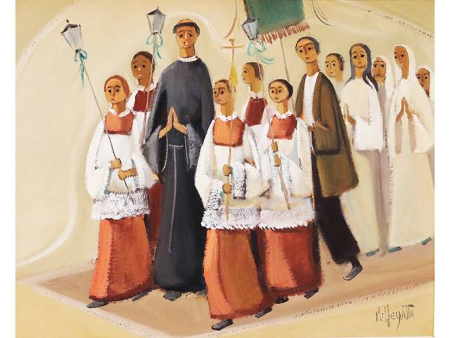 Omar Pellegatta óleo sobre tela 40 x 50 cm "Procissão" ass. inferior direito