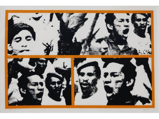Claudio Tozzi serigrafia 50 x 68 cm “Multidão” ass. inferior direito 1972 PA Reproduzida no catálogo da exposição do Artista na Caixa Cultural São Paulo Com certificado do artista