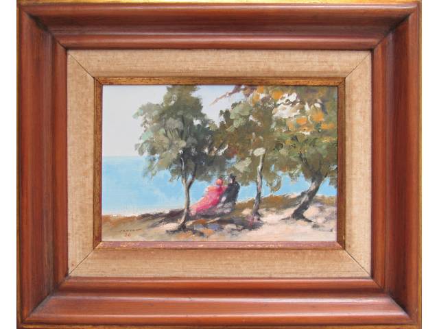 Jenner Augusto óleo sobre tela 22 x 33 cm “Série Rio: Namorados” ass. CIE Rio, 27/10/1980