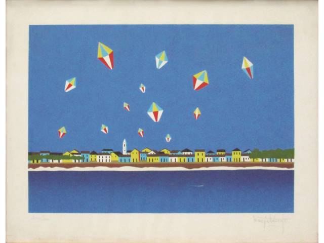 Manezinho Araújo gravura 45 x 60 cm "Balões" ass. CID t. 246/300
