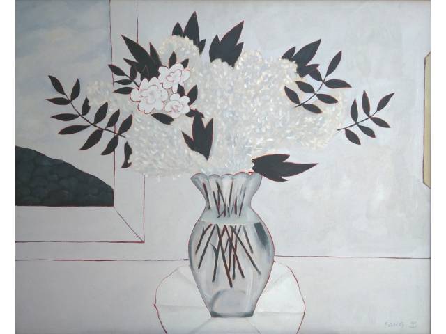 Fang, Chen Kong óleo sobre tela 80 x 100 cm “Vaso de flores” ass. inferior direito
