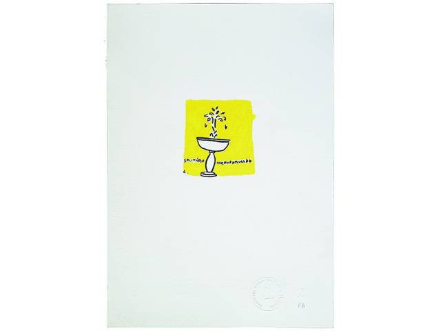 José Leonilson impressão serigráfica sobre papel, 35 x 25 cm "Solitário inconformado (edição póstuma, 100/250)" 2011