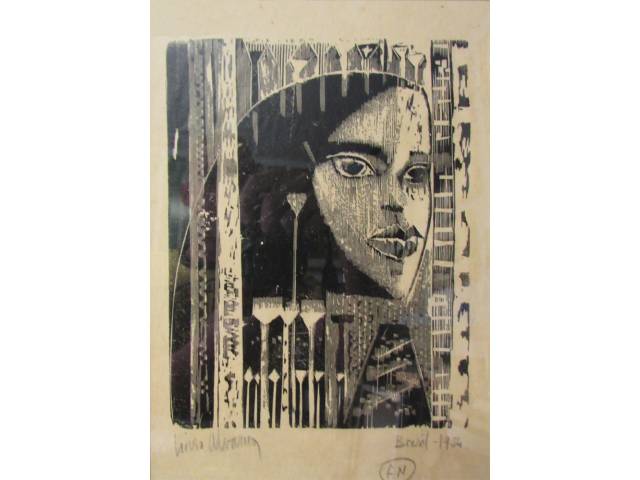 Lívio Abramo gravura 27 x 20 cm "Figura feminina" ass. CIE F/N 1954