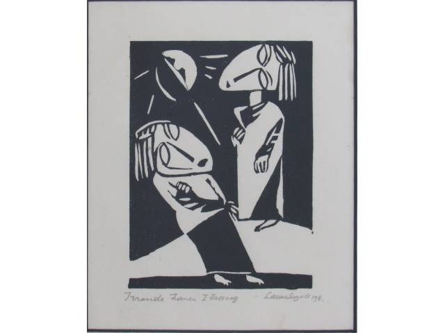 Lasar Segall xilogravura 16 x 12 cm "Mulheres Errantes" ass. CID 1918 reproduzido no livro "A Gravura de Lasar Segall" pág. 38, coleção Martin Wurzmann