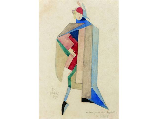 Ismael Nery aquarela sobre papel 25 x 17 cm "Estudo para um figurino de bailado" 1927
