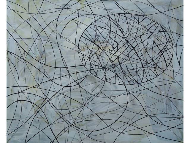 Robson Araújo acrílica sobre tela 120 x 150 cm "Ciclico" ass. Verso esquerdo - 2018