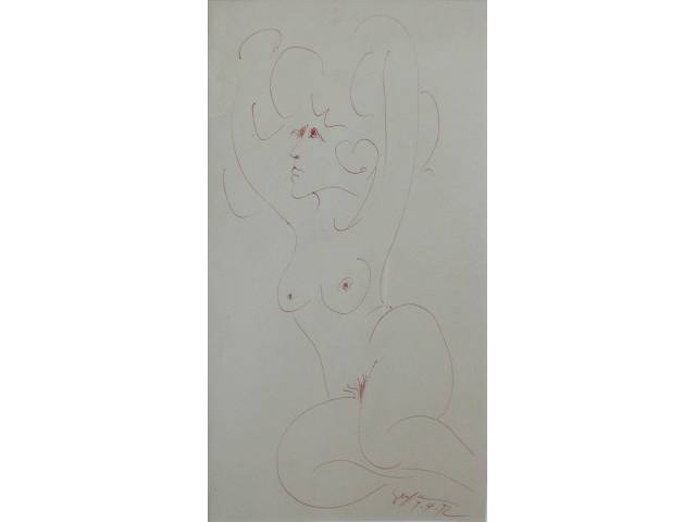Ivan Serpa caneta esferográfica sobre papel 48 x 34 cm “Nu Feminino” ass. inferior direito 1972 Com documento da Bolsa de Arte – RJ