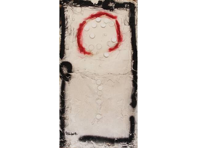 Caciporé Torres relevo escultórico com pinos em pó de mármore e gesso e óleo 100 x 51 cm “Sem Título” ass. inferior esquerdo Com certificado do artista “O artista é o profeta da imaginação... Esta obra é antes de tudo “FORTE”. É um relevo escultórico com pinos, caracteristica das minhas obras nos ultimos 50 anos. É o acrescimo da côr, é a ‘’MANCHA” no relevo criando harmonia e beleza. É a minha obra!” - Caciporé Torres