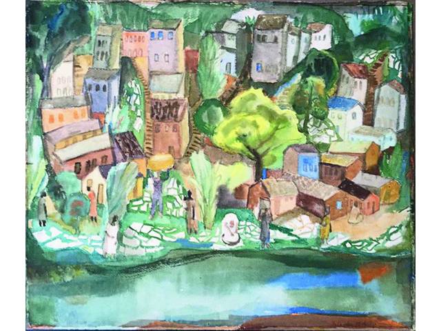 Yolanda Mohalyi têmpera sobre cartão 58 x 70 cm "Sem título" década de 1940