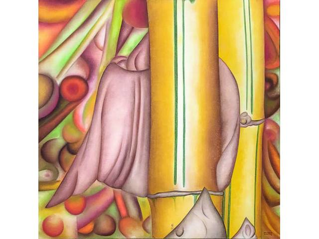 Antonio Henrique Amaral óleo sobre tela 130 x 130 cm "Sem título, série Bambus" 1978