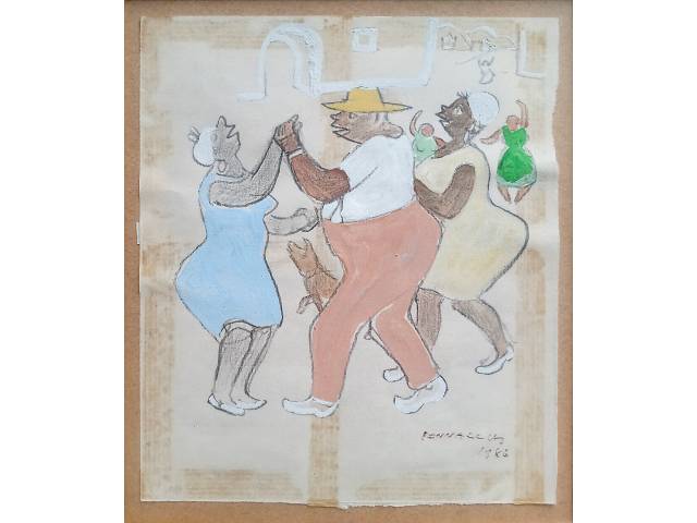 Fulvio Pennacchi técnica mista sobre cartão 19,5 x 16,5 cm "Dança" ass. CID 1986