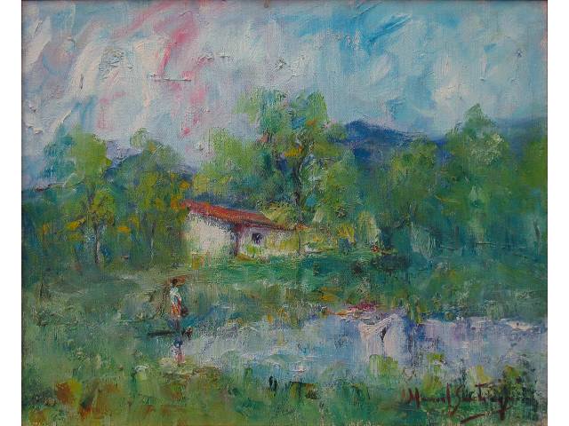 Manoel Santiago óleo sobre tela 45 x 60 cm “Sem Título” ass. CID e verso autenticado pelo artista no verso