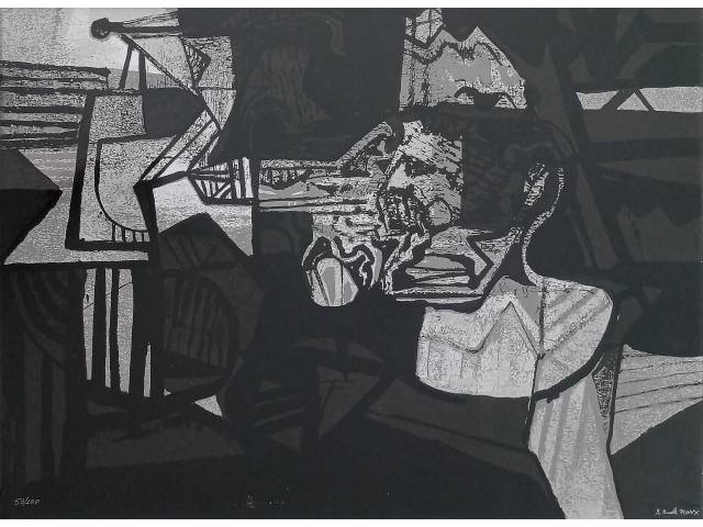 Roberto Burle Marx gravura 55 x 74 cm "Sem título " ass. CID t. 53/100