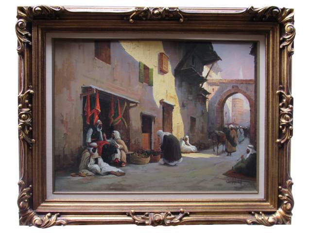 Cândido de Oliveira óleo sobre tela 60 x 80 cm "Vilarejo Árabe" ass. CID