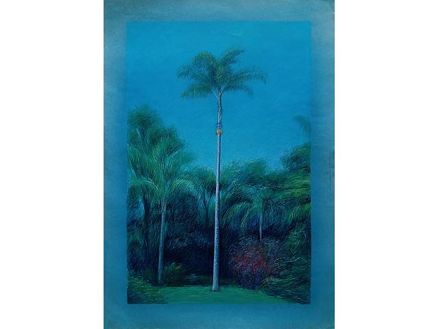 Antônio Peticov técnica mista sobre cartão timbrado 100 x 70 cm "Palmeiras" ass. CID 1985