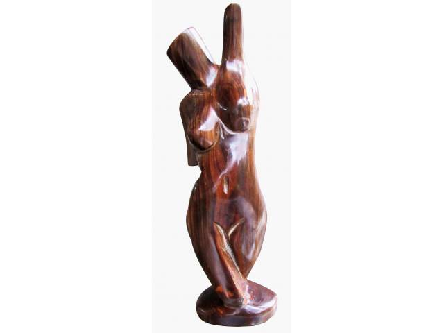Escultura em madeira representando Nu feminino H = 26 cm