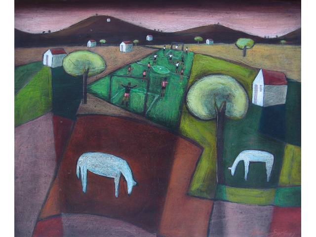 Waldomiro Sant’Anna óleo sobre madeira 50 x 60 cm “Campo” ass. CID
