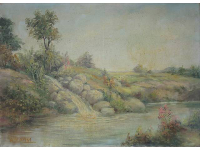 A. Scapini óleo sobre tela 50 x 60 cm "Paisagem" ass. CIE - sem moldura/no estado