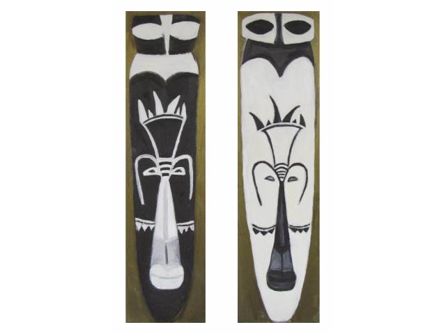 Pandan - óleo sobre tela 70 x 20 cm cada "Máscara Africana" não assinadas