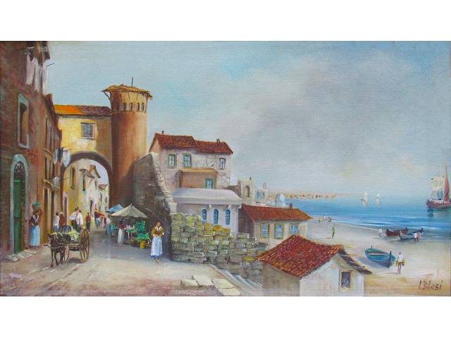 Ivo Blasi óleo sobre tela 40 x 70 cm "Campi-Napoli" ass. CID e verso LXXXVI