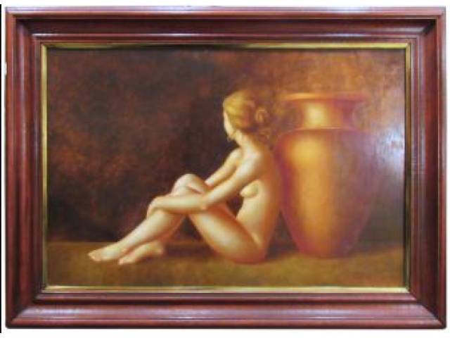 Adolpho Mauricio Stefanowsky óleo sobre madeira 56 x 80 cm "Nu" ass. verso, com etiqueta Marques Galeria