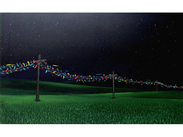 Antônio Peticov acrílico sobre tela 90 x 150 cm “Férias no Campo” ass. verso