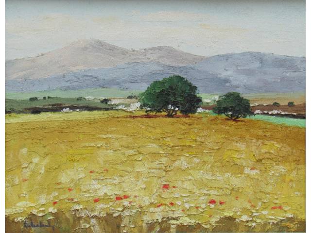 Eduard Malvehy (1949, Barcelona) O.S.M- 18,5 x 23,5 cm, “Campo de trigo” ass. CIE
