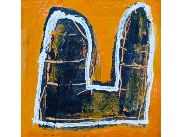 Marco Tulio Resende óleo sobre madeira 25,5 x 25,5 x 5 cm “Sem Título” ass. lateral esquerda