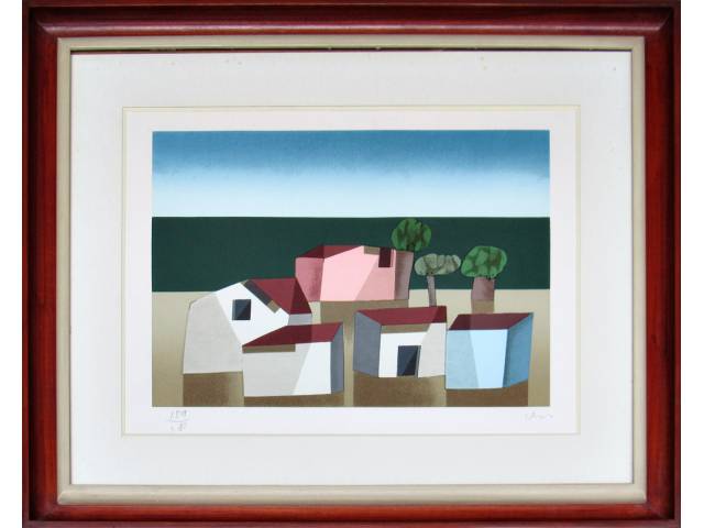 Inos Corradin gravura 34 x 46 cm "Sem título" ass. CID t. 159/180 - linda moldura