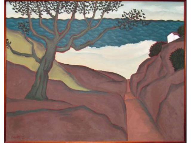 Fang, Chen Kong óleo sobre tela 80 x 100 cm "Paisagem" ass. CIE e verso 1986