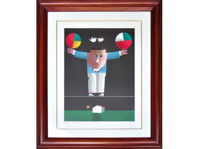 Inos Corradin gravura 62 x 48 cm "Sem título" ass. CID t. 119/200  - linda moldura