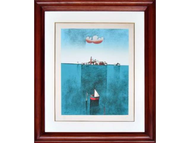 Inos Corradin gravura 55 x 45 cm "Sem título" ass. CIE e CID t. 43/100 - linda moldura