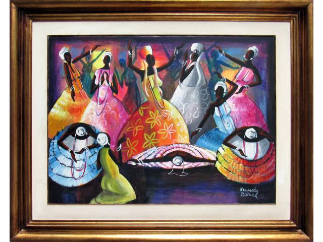 Kennedy Bahia óleo sobre tela 60 x 80 cm "Candomblé" ass. CID