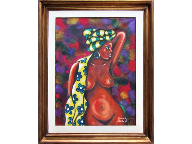 Kennedy Bahia óleo sobre tela 80 x 60 cm "Nu feminino com turbante" ass. CID